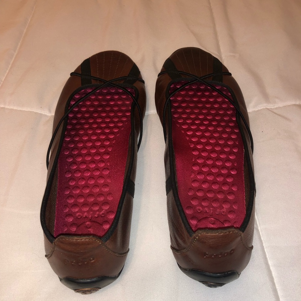 Privo Brown Flats with Pink Cushioned Insole with coin deco on heels
